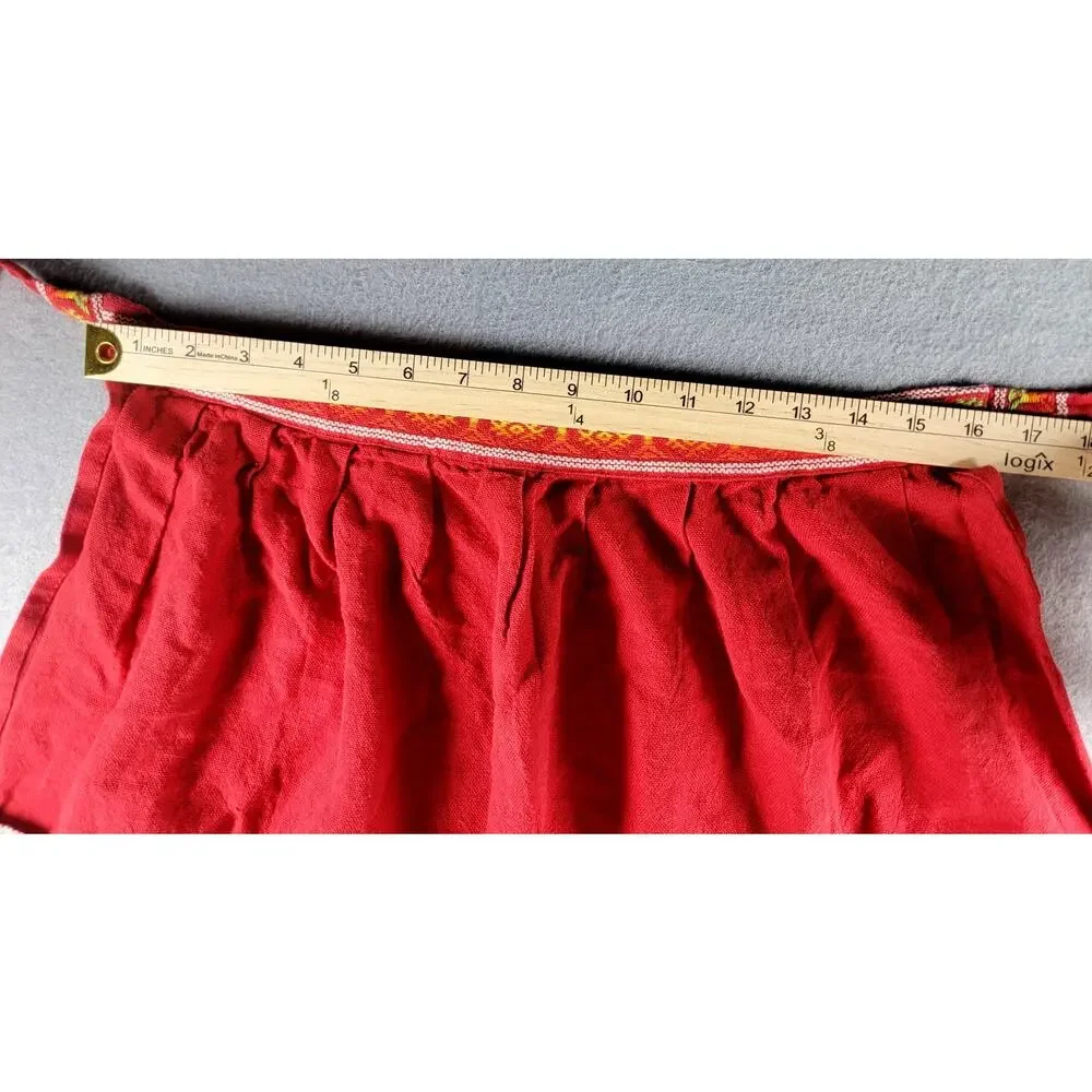 Vintage Guatemalan Embroidered Folk Art Half Apron